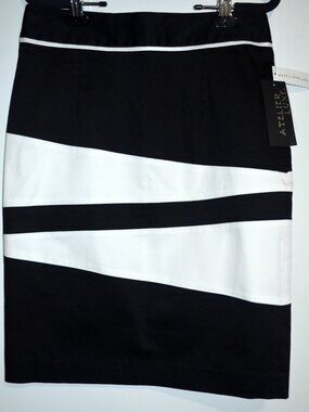 Atelier Luxe Women’s Skirt 4 Black White Work Date Party